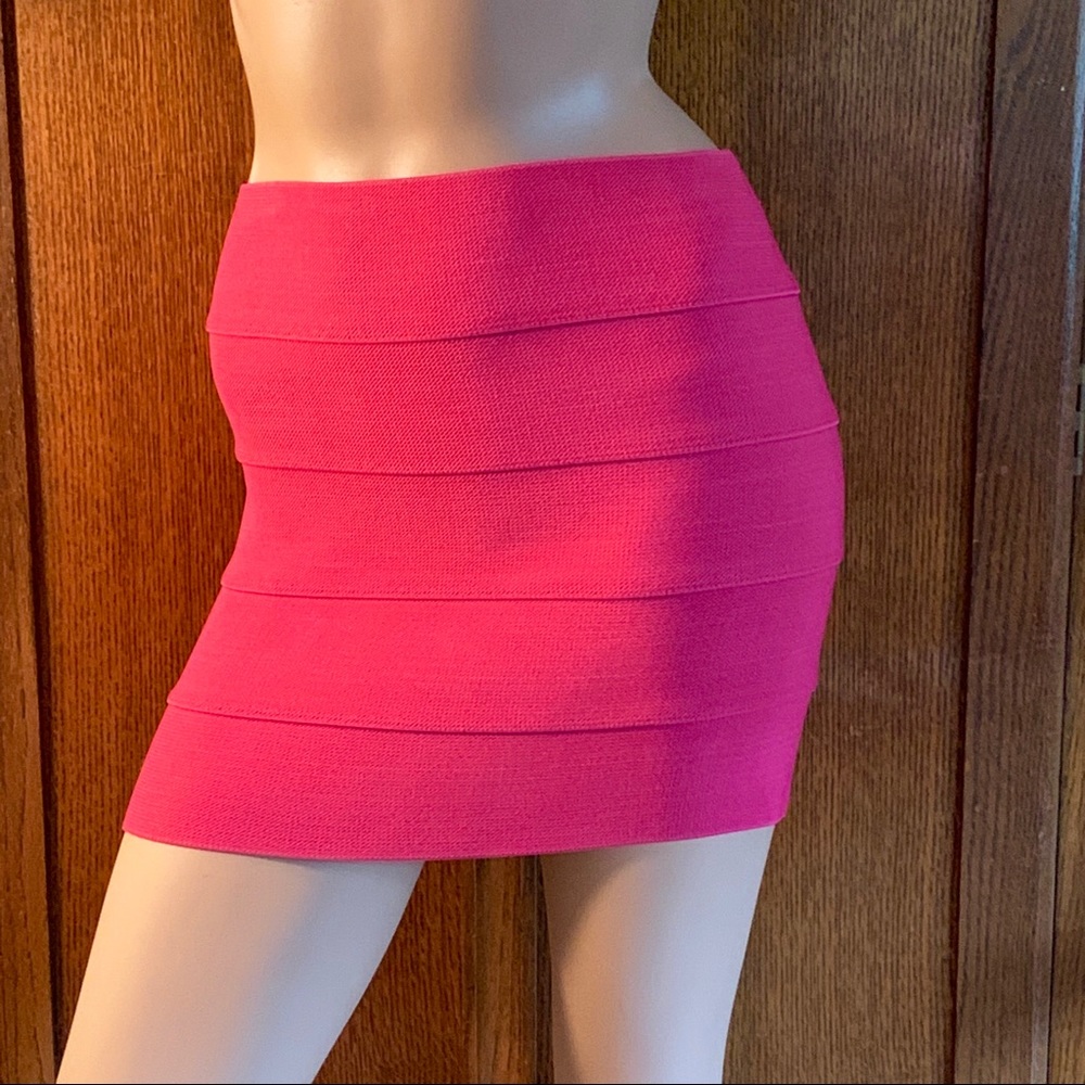 Hot Pink Banded Mini Skirt